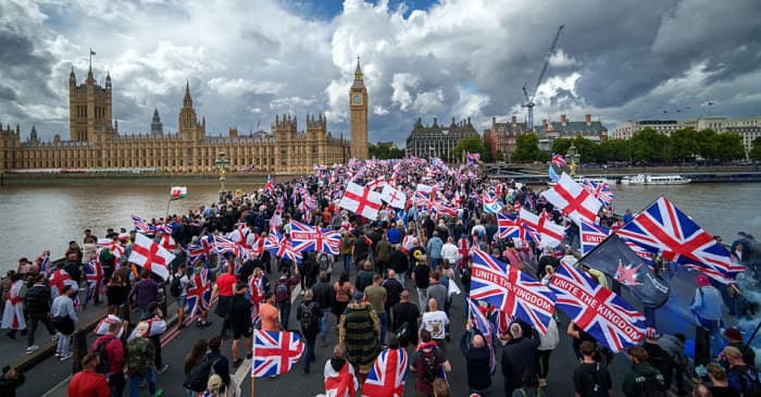 The protest escalated into clashes on Whitehall Street